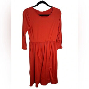 Reb & J 3/4 sleeve Midi dress in autumn orange color Size Large